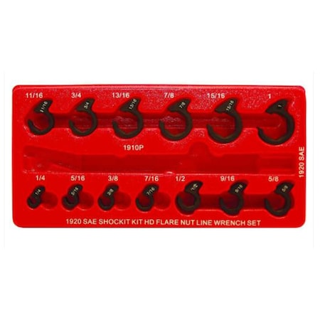 Lock Technology 13 Piece SAE Shockit Line Wrench Set AutomotiveHydraulic Line Fittings LTILT1920